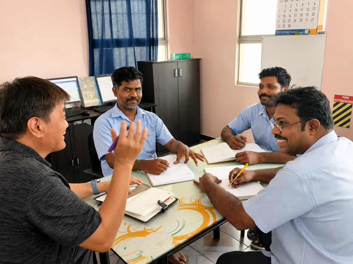 Nagasae team discussing production requirements in a planning meeting